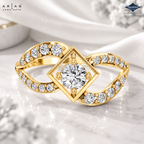 Arias by Lara Dutta Diamond Rhombus Frame Swirl Ring