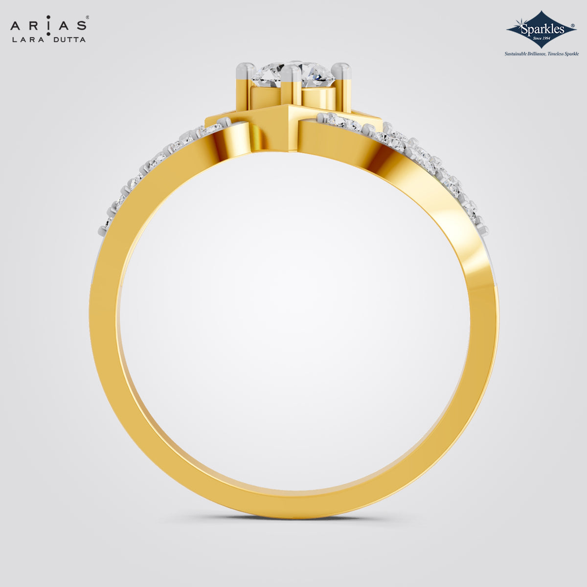 Arias by Lara Dutta Diamond Rhombus Frame Swirl Ring