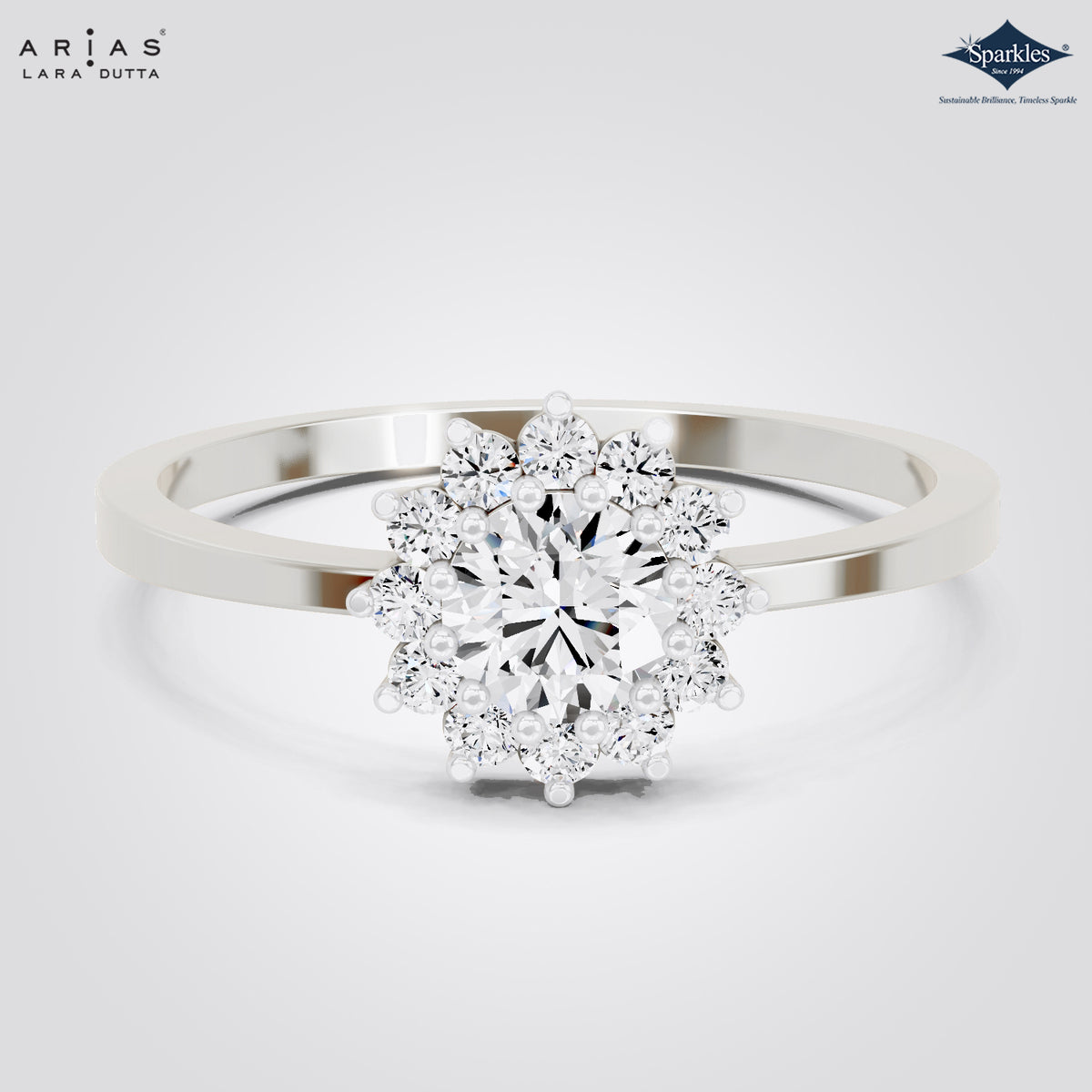 Arias by Lara Dutta Floral Starburst Halo Diamond Ring