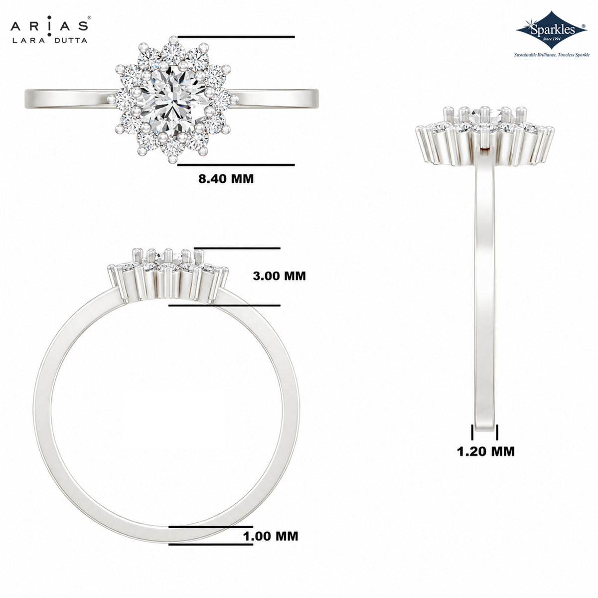 Arias by Lara Dutta Floral Starburst Halo Diamond Ring