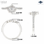 Arias by Lara Dutta Scalloped Floral Chevron Diamond Ring