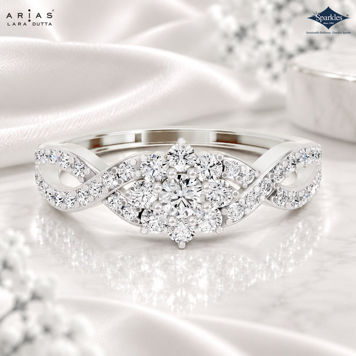 Arias by Lara Dutta Vintage-Inspired Starburst Diamond Cluster Ring