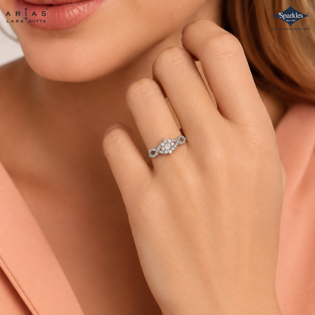 Arias by Lara Dutta Vintage-Inspired Starburst Diamond Cluster Ring