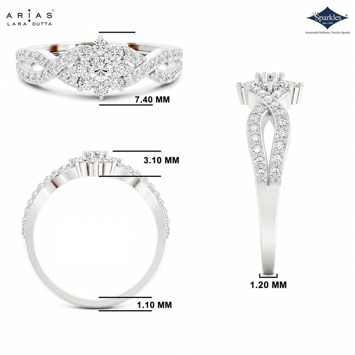 Arias by Lara Dutta Vintage-Inspired Starburst Diamond Cluster Ring