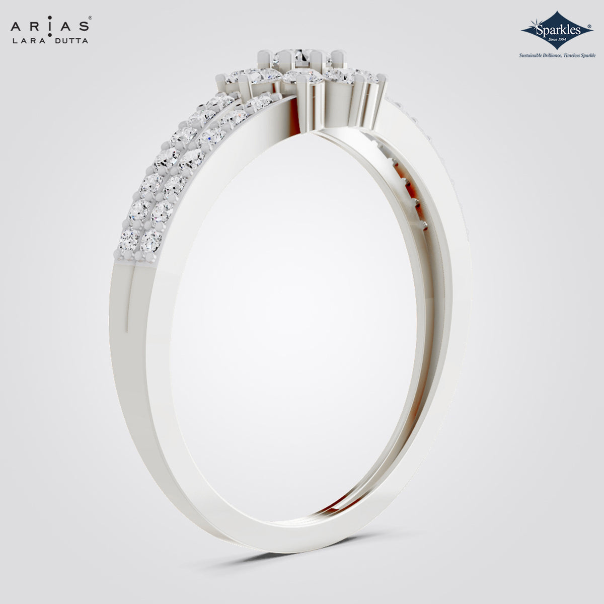 Arias by Lara Dutta Lab-Grown Diamond Floral Cluster Split Ring