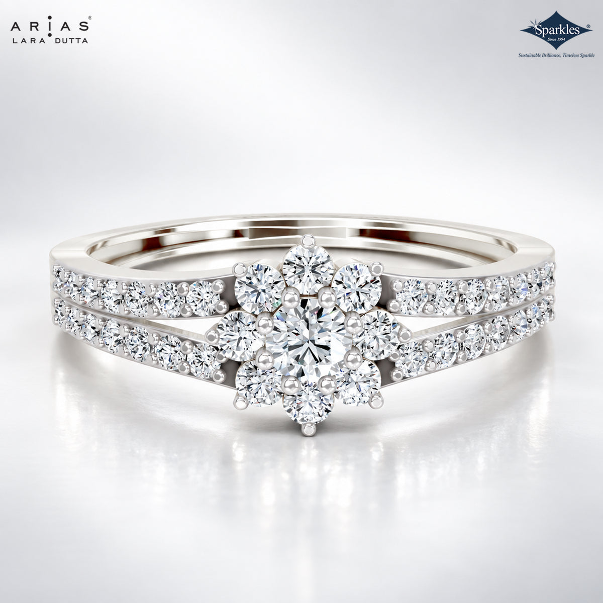 Arias by Lara Dutta Lab-Grown Diamond Floral Cluster Split Ring
