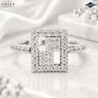 Arias by Lara Dutta Square Geometric Halo Ring