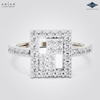 Arias by Lara Dutta Square Geometric Halo Ring
