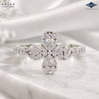 Arias by Lara Dutta Three Stone Floral Diamond Ring