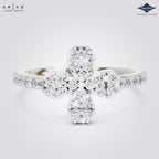 Arias by Lara Dutta Three Stone Floral Diamond Ring