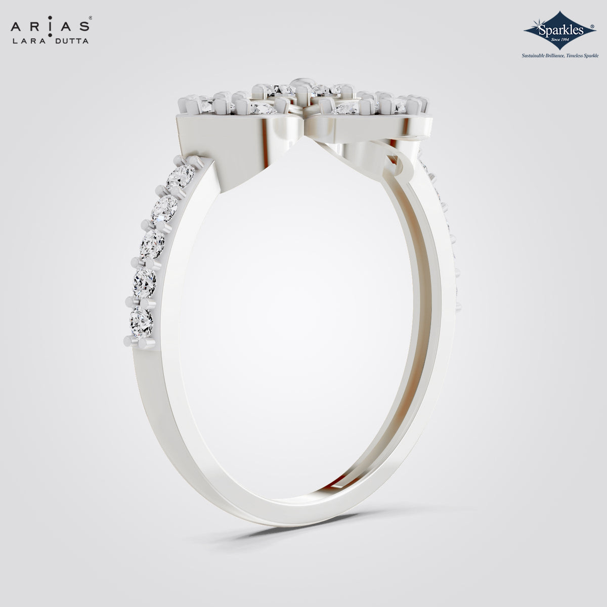 Arias by Lara Dutta Four Petal Floral Cluster Ring