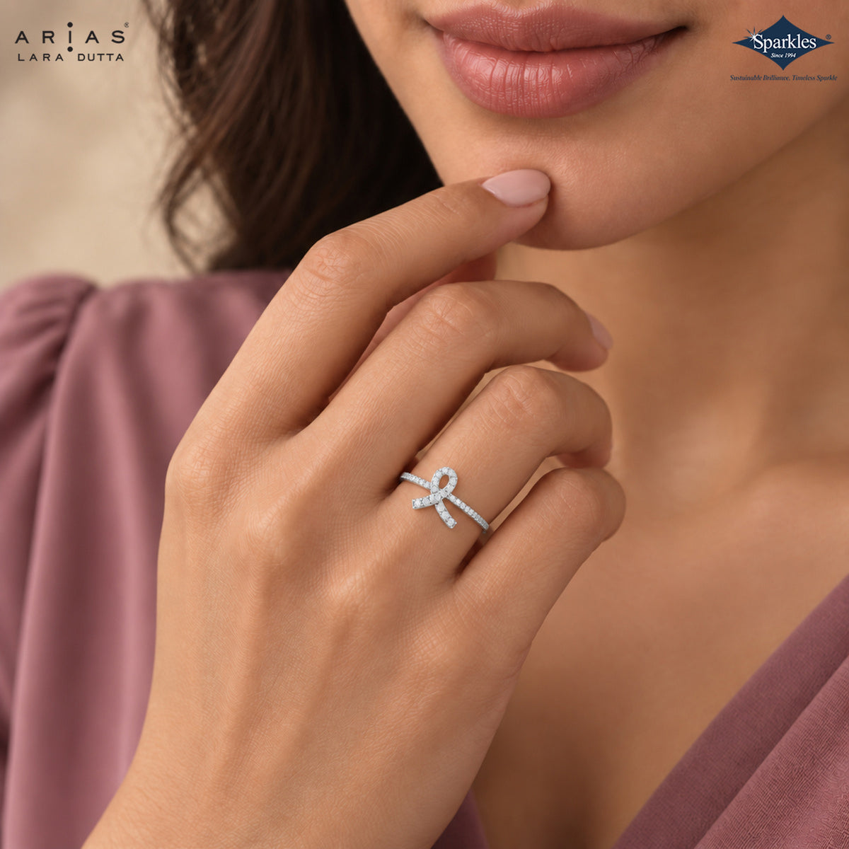 Arias by Lara Dutta Infinity Loop Diamond Statement Ring