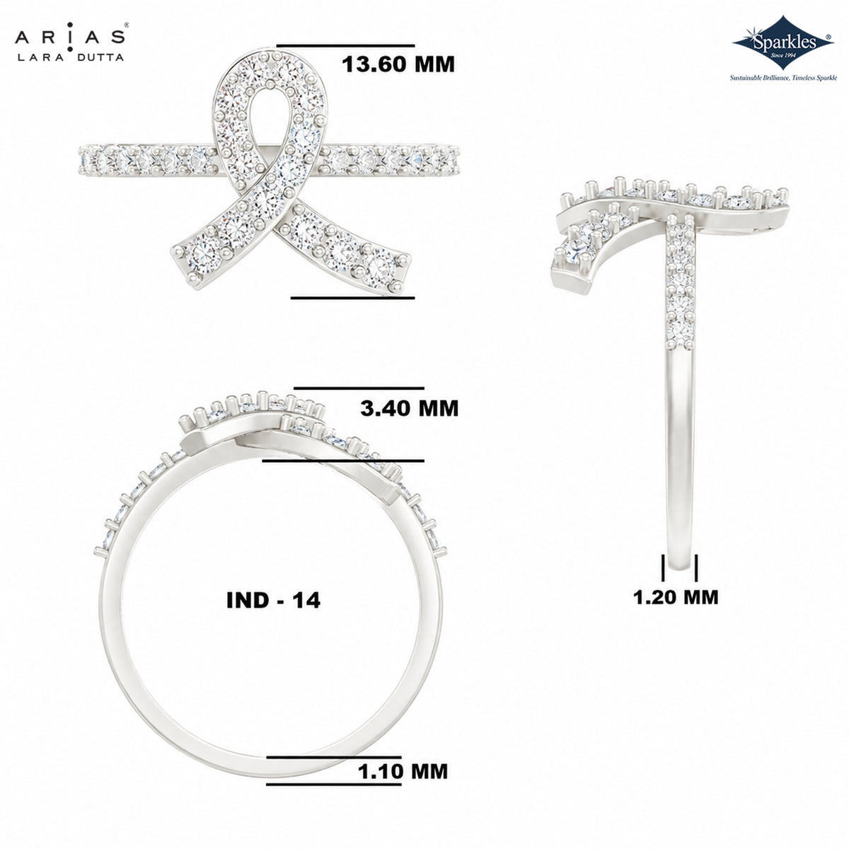 Arias by Lara Dutta Infinity Loop Diamond Statement Ring