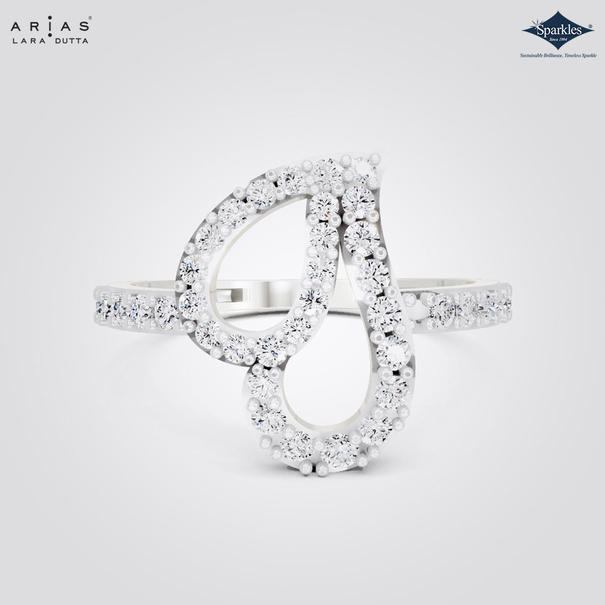 Arias by Lara Dutta Pear Loop Diamond Statement Ring