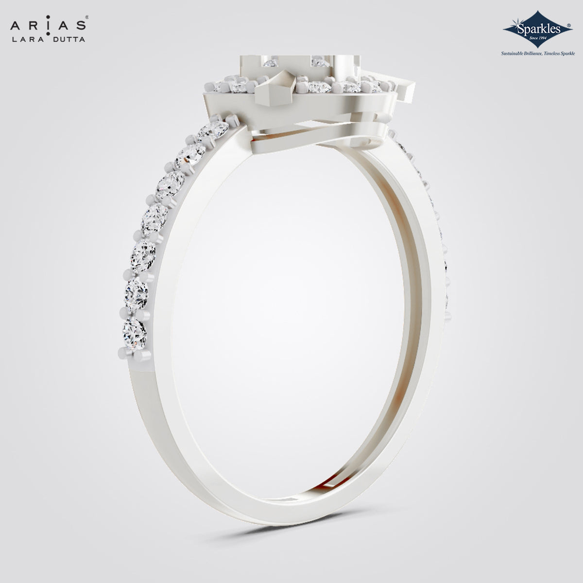 Arias by Lara Dutta Round Floral Halo Ring