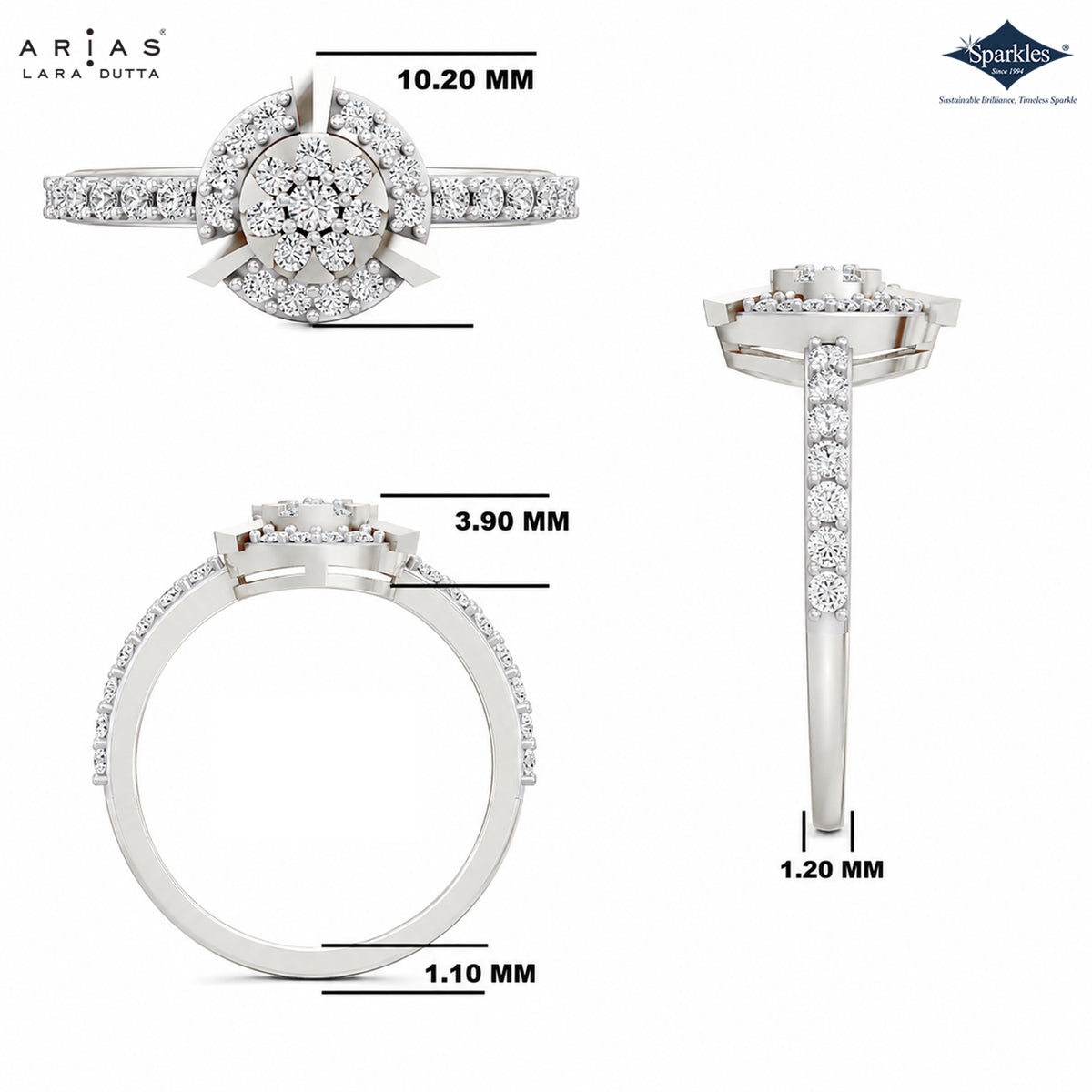 Arias by Lara Dutta Round Floral Halo Ring