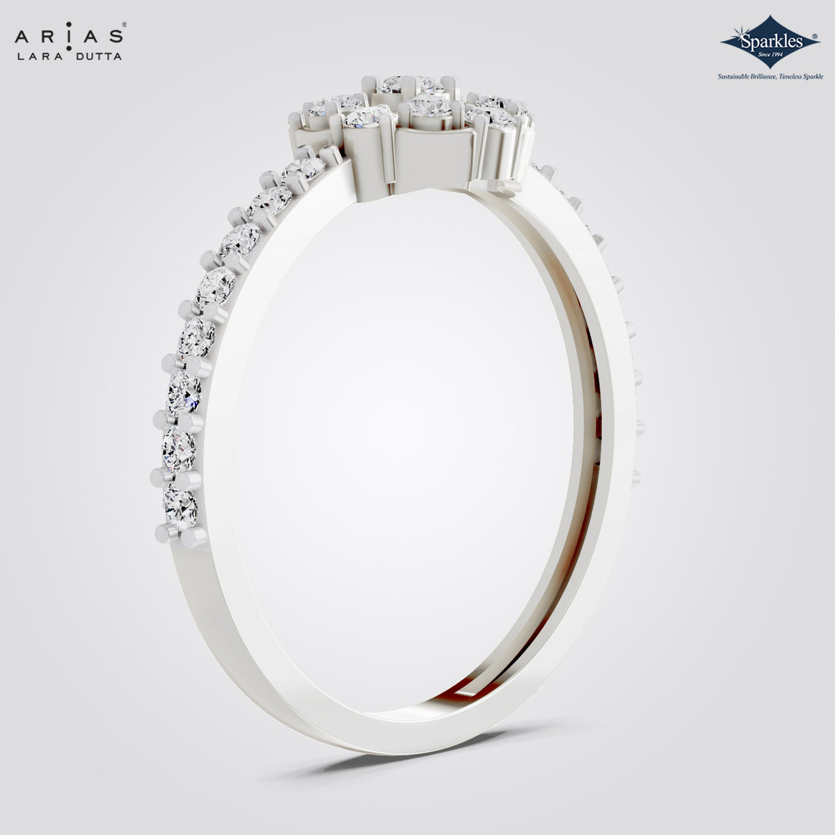 Arias by Lara Dutta Floral Cluster Halo Ring