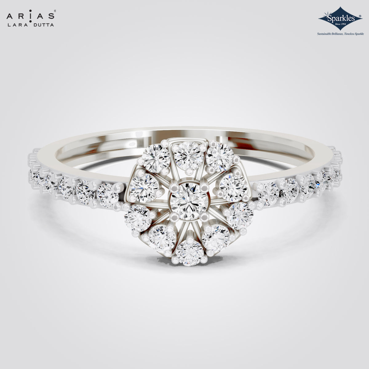 Arias by Lara Dutta Floral Cluster Halo Ring