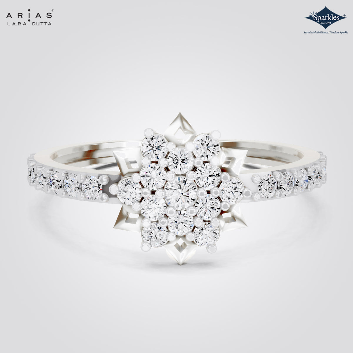 Arias by Lara Dutta Floral Statement Cluster Ring