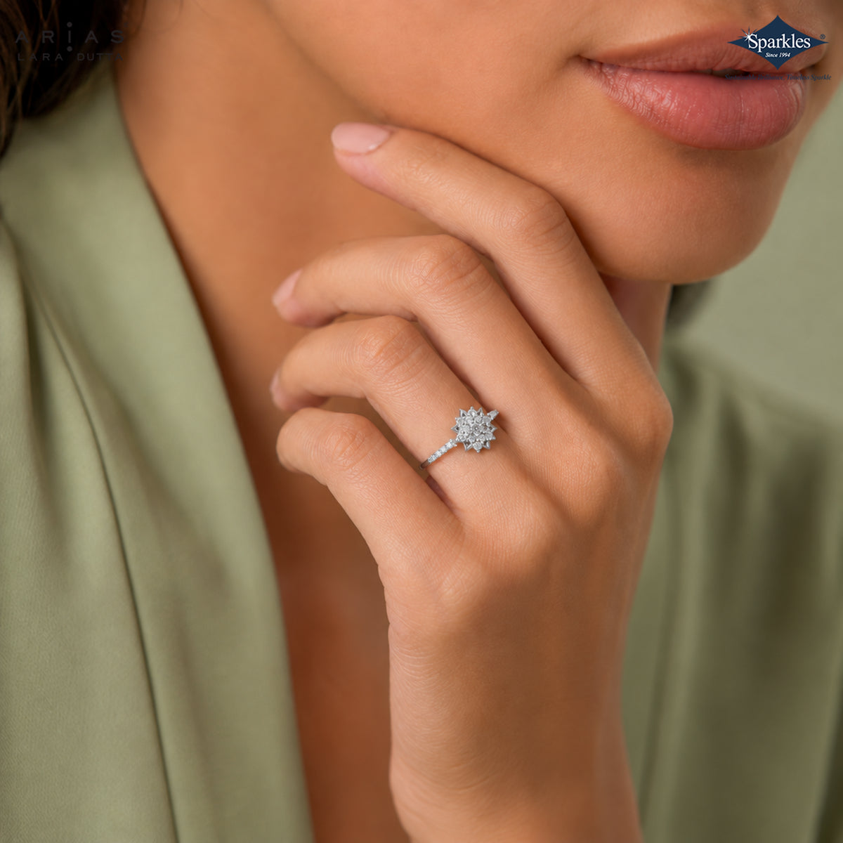 Arias by Lara Dutta Floral Statement Cluster Ring