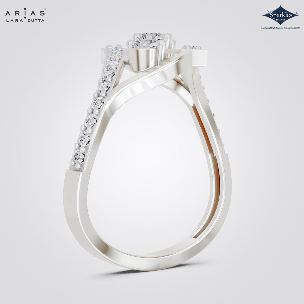 Arias by Lara Dutta Interlocking Openwork Diamond Ring