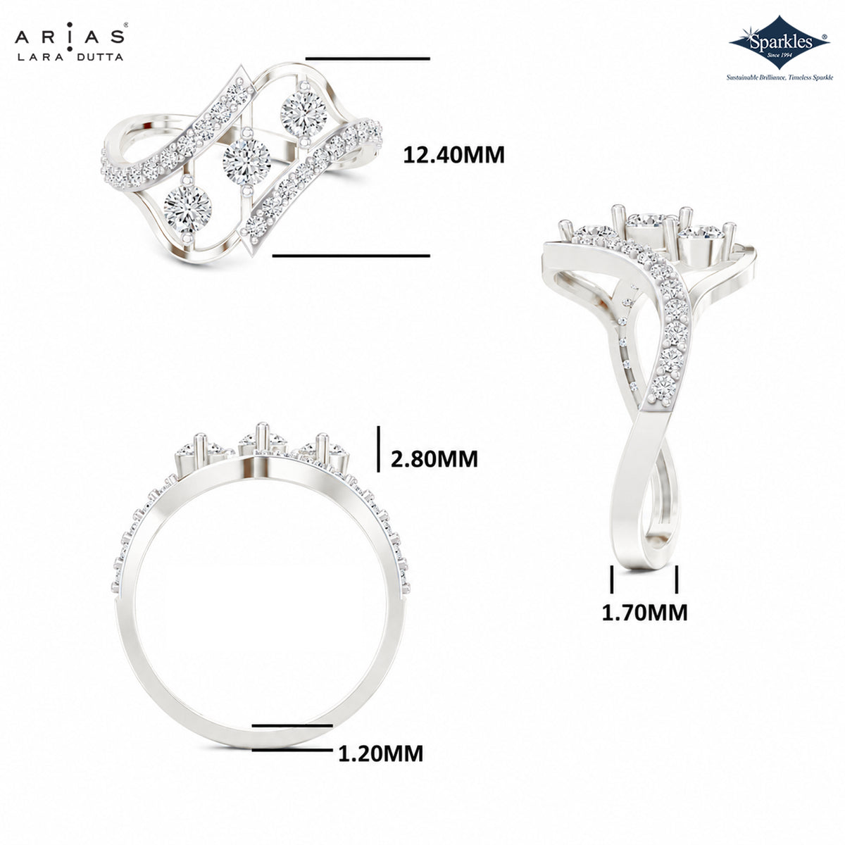 Arias by Lara Dutta Interlocking Openwork Diamond Ring