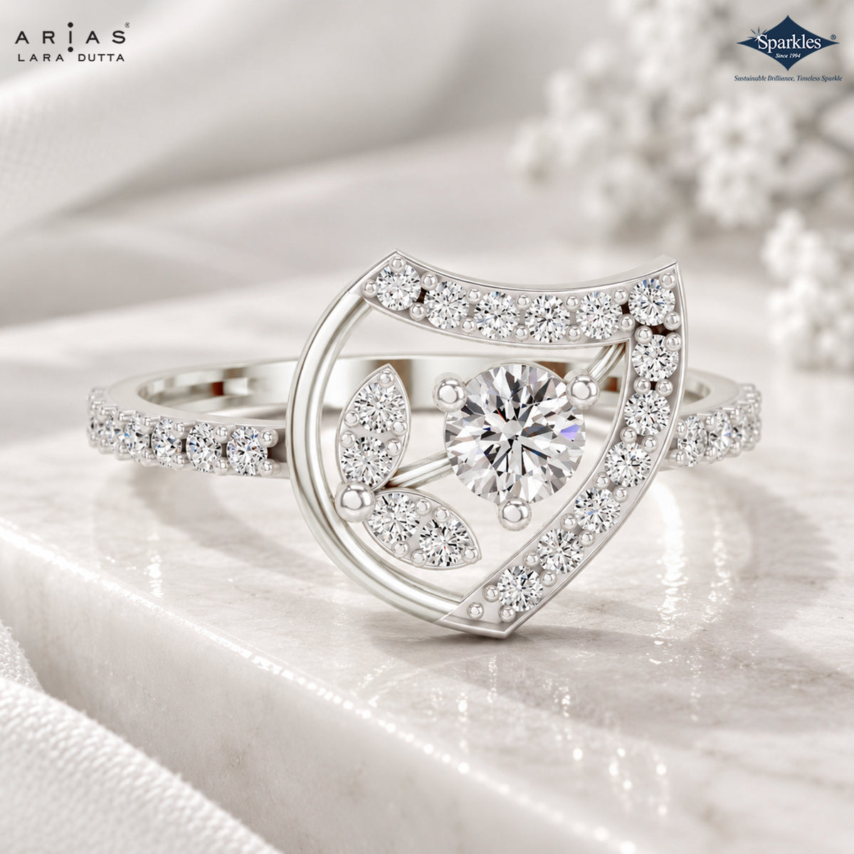 Arias by Lara Dutta Heart Halo Diamond Ring