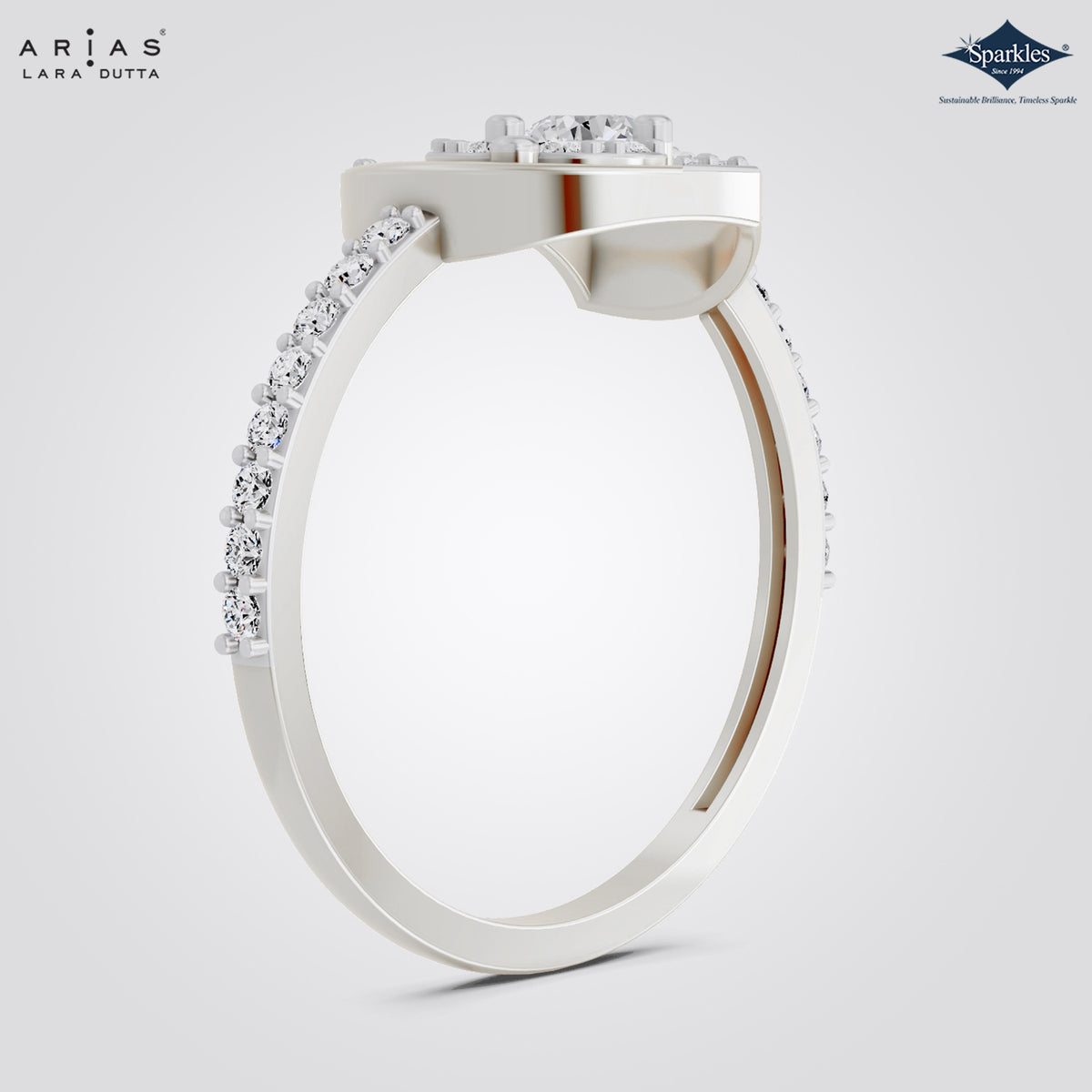 Arias by Lara Dutta Heart Halo Diamond Ring