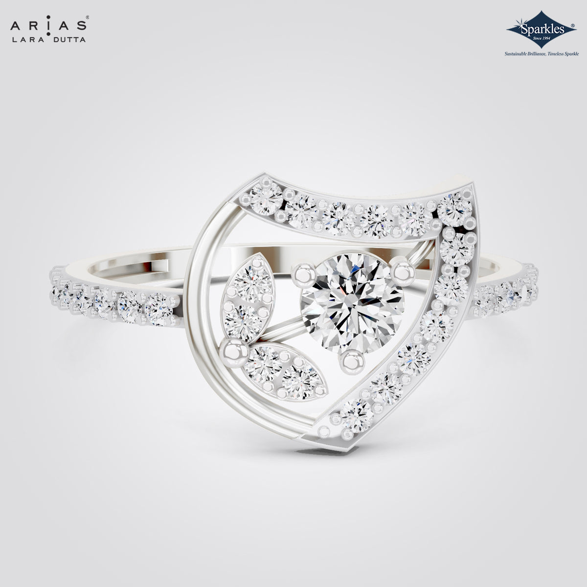 Arias by Lara Dutta Heart Halo Diamond Ring