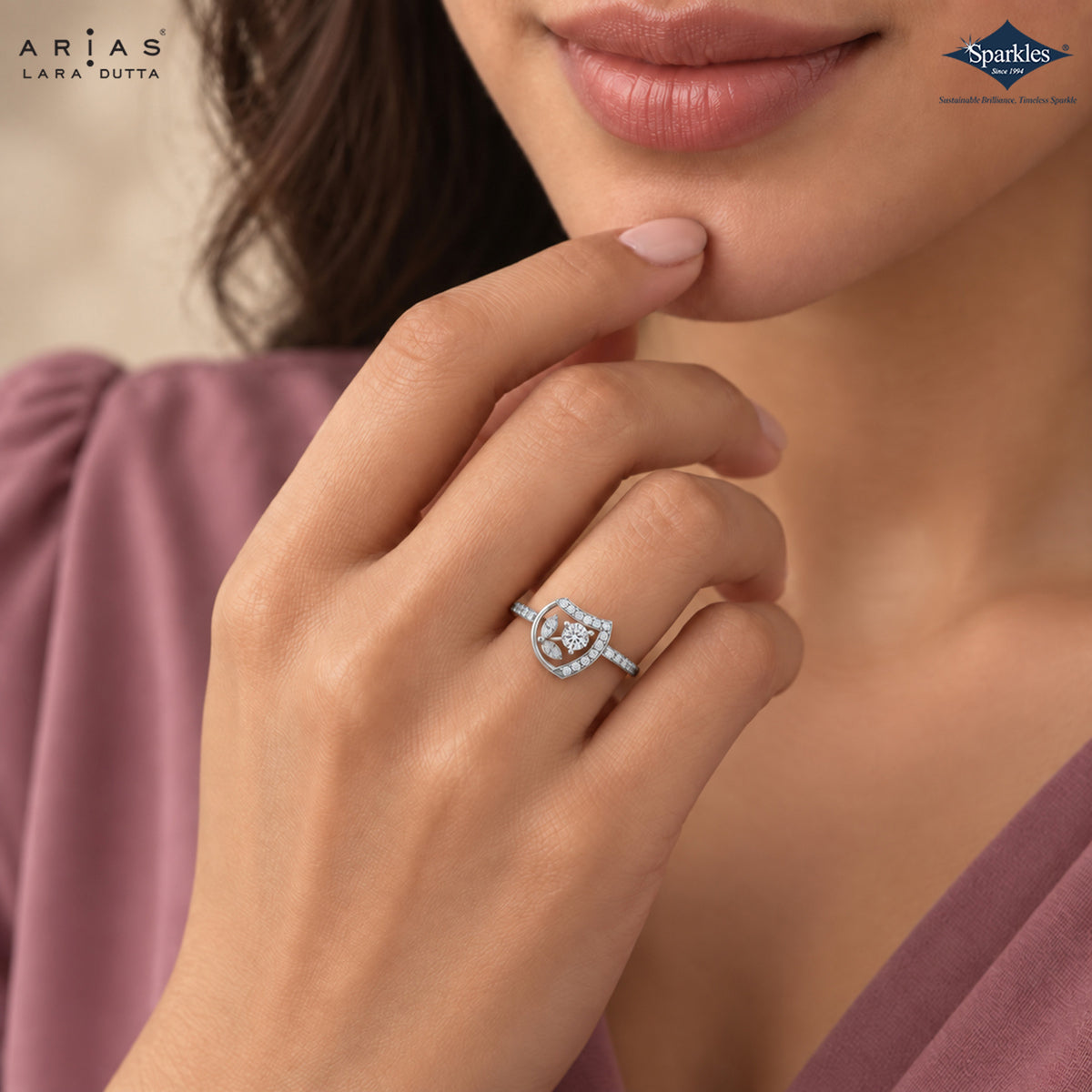 Arias by Lara Dutta Heart Halo Diamond Ring