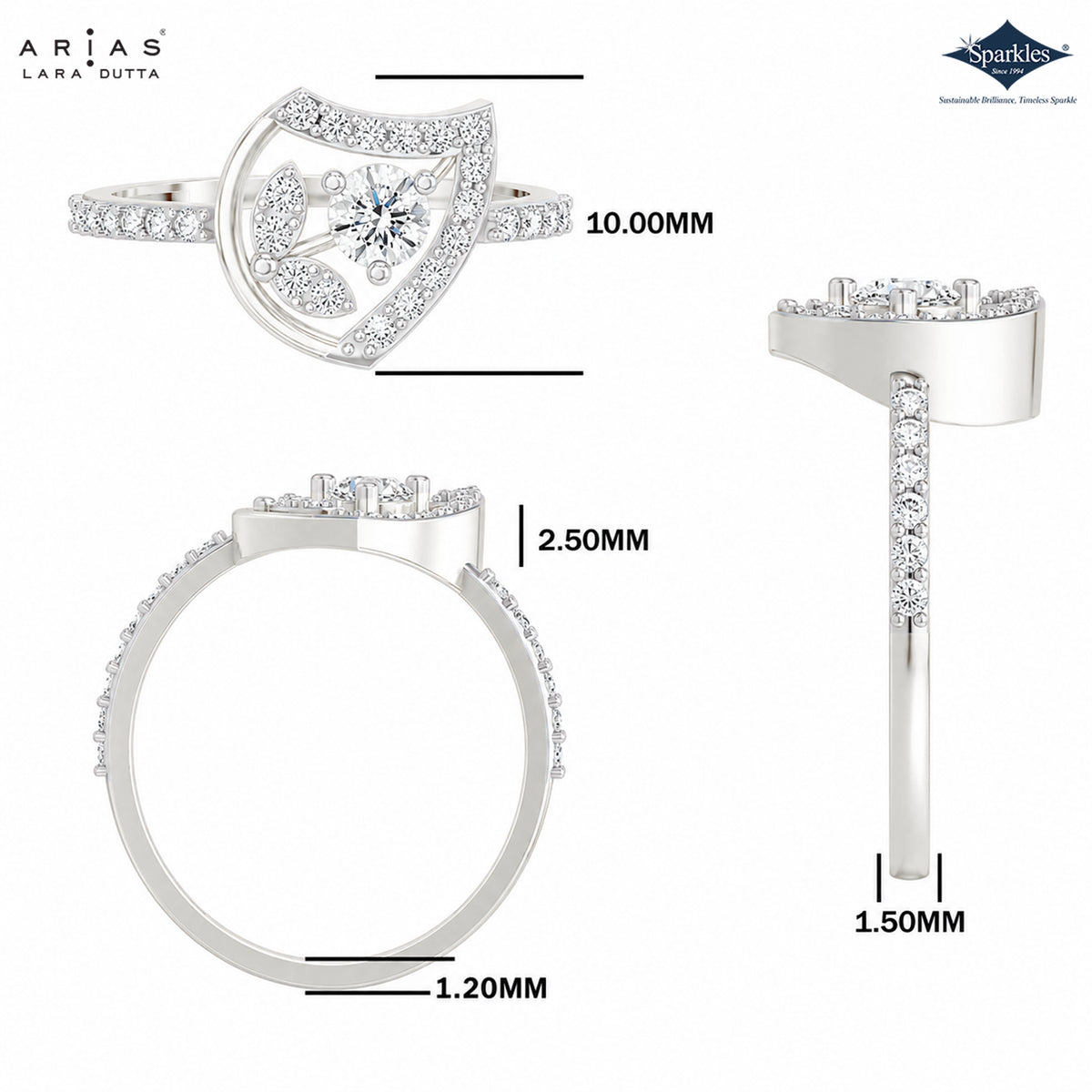 Arias by Lara Dutta Heart Halo Diamond Ring