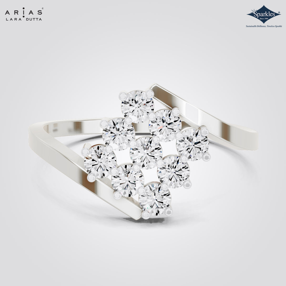 Arias by Lara Dutta Floral Cluster Statement Ring