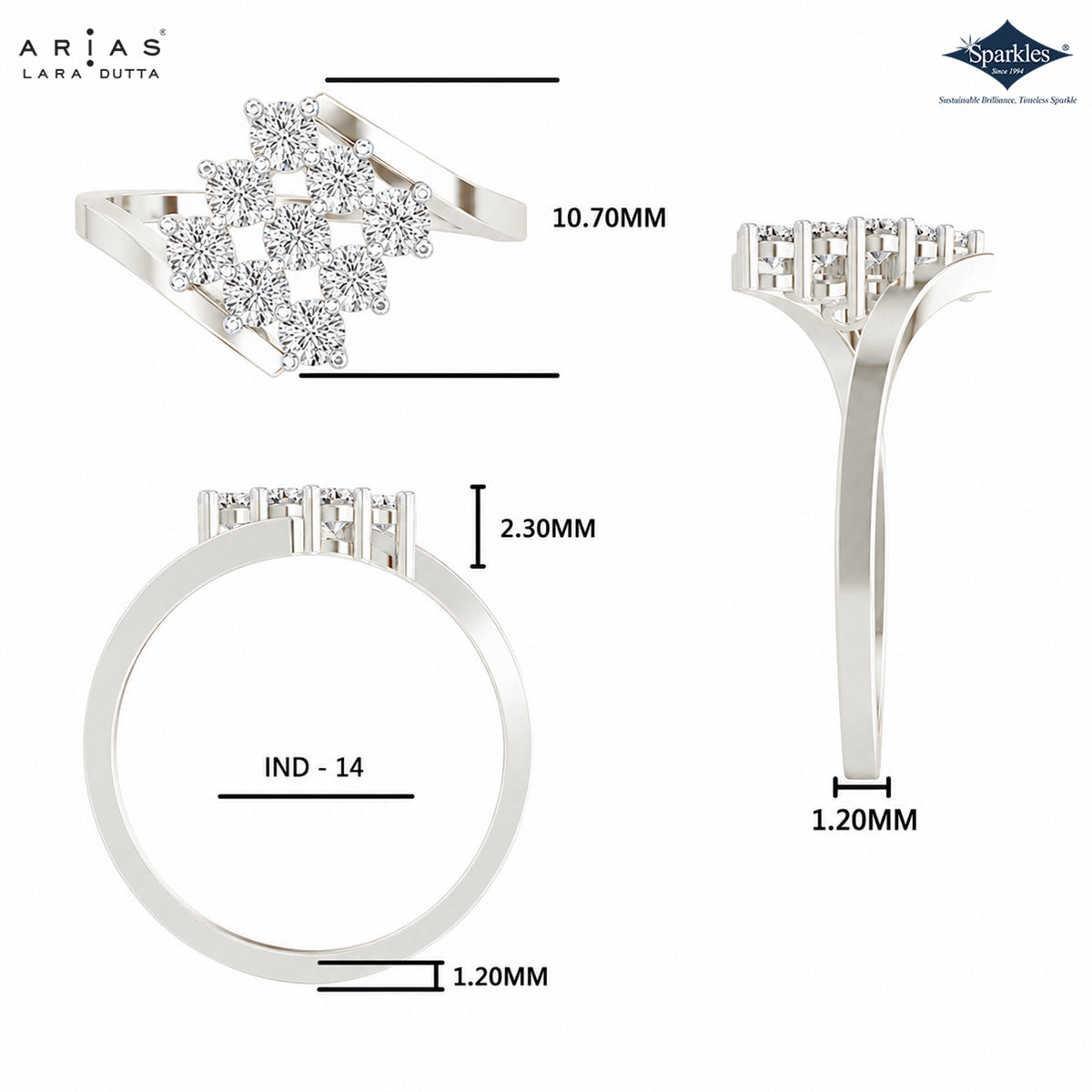 Arias by Lara Dutta Floral Cluster Statement Ring