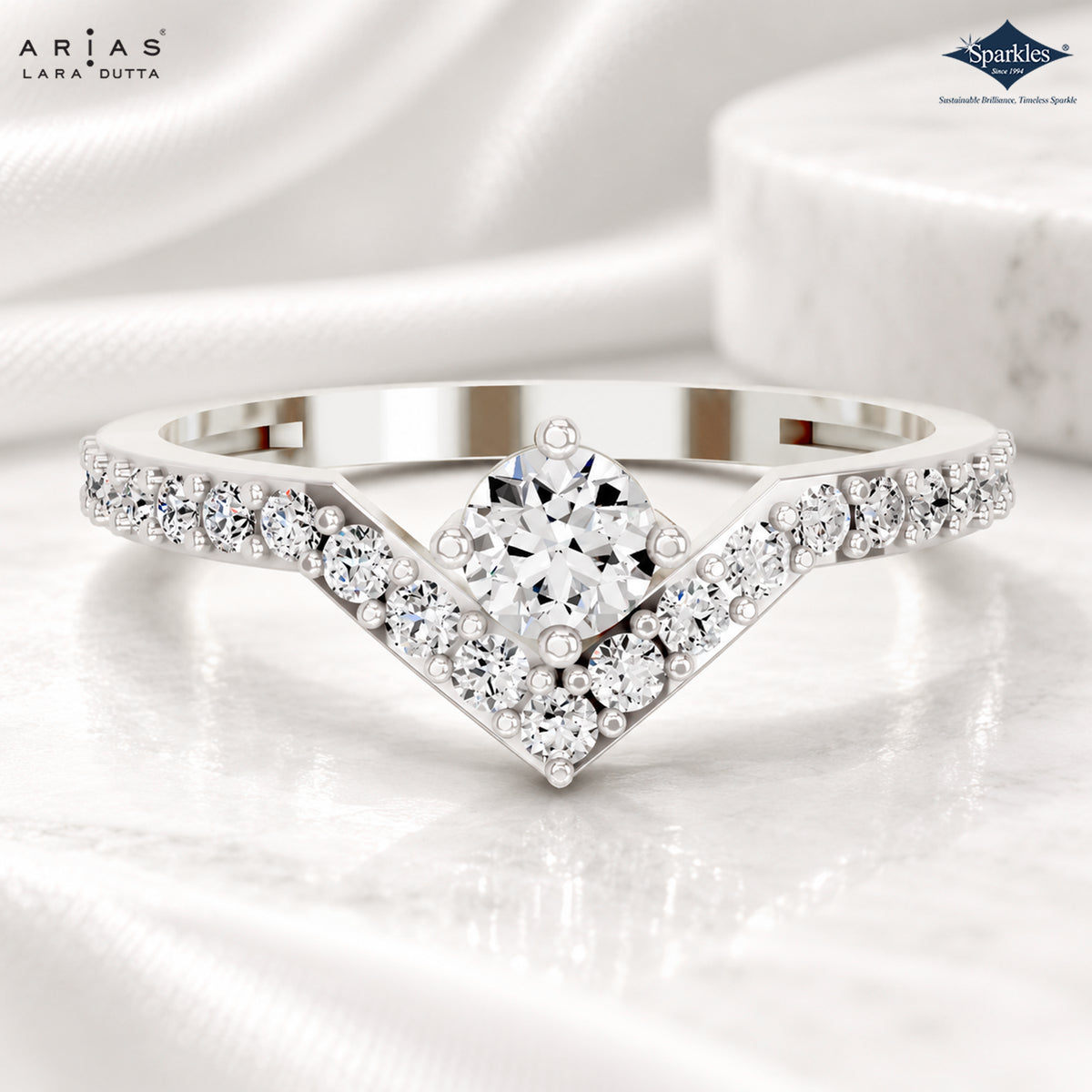 Arias by Lara Dutta V Shape Chevron Diamond Ring