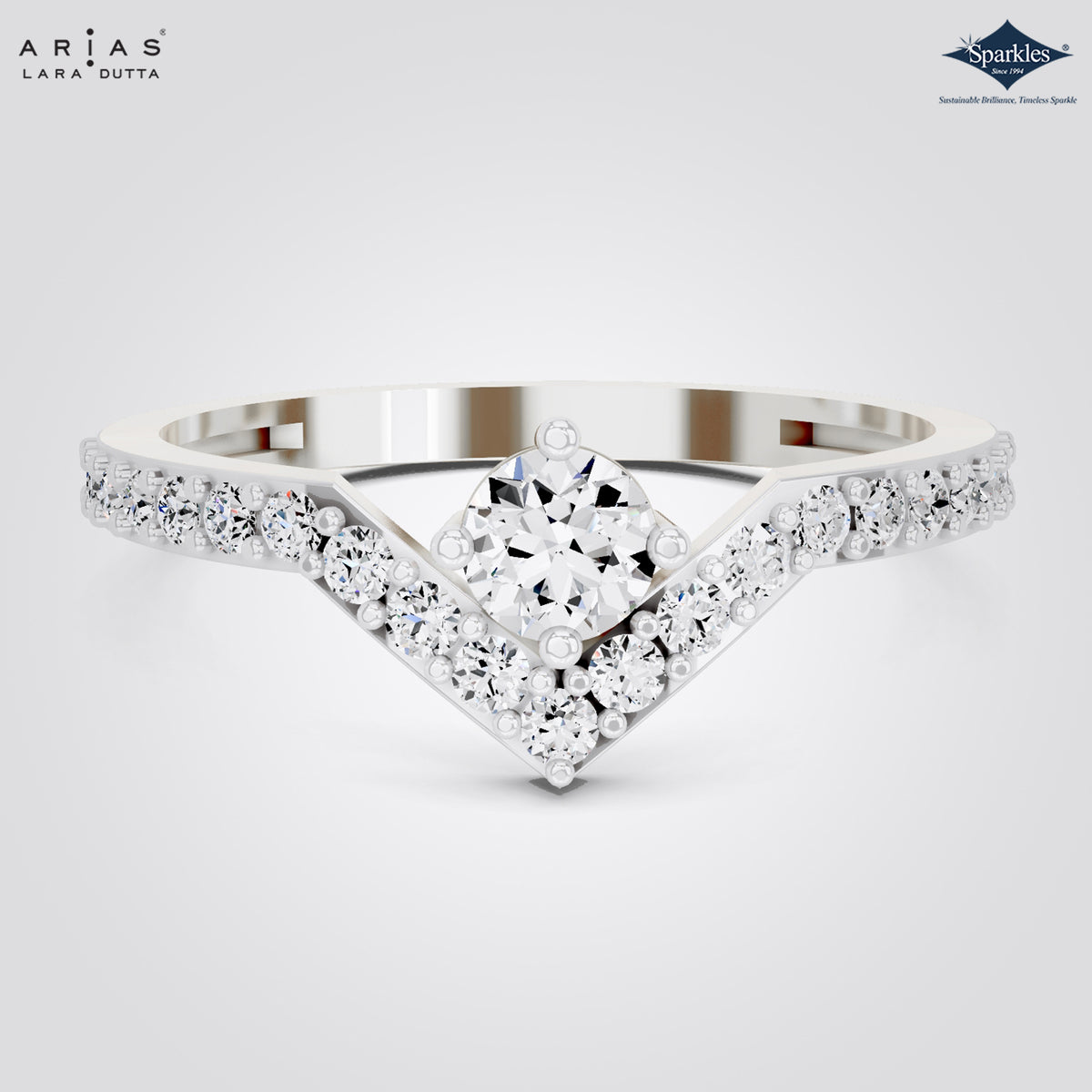 Arias by Lara Dutta V Shape Chevron Diamond Ring