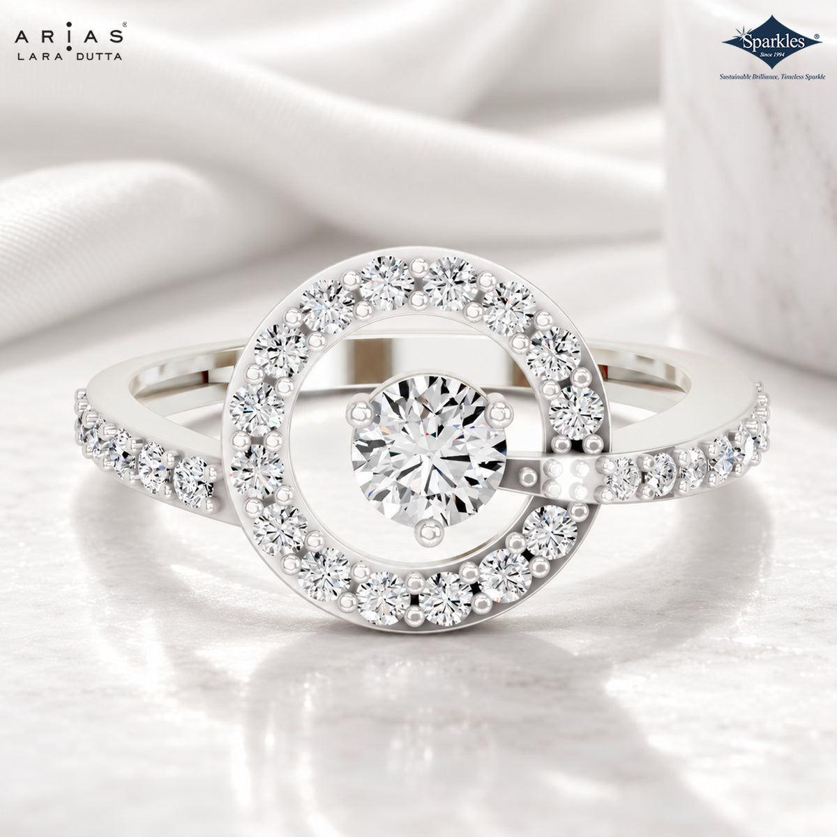 Arias by Lara Dutta Round Halo Solitaire Style Ring