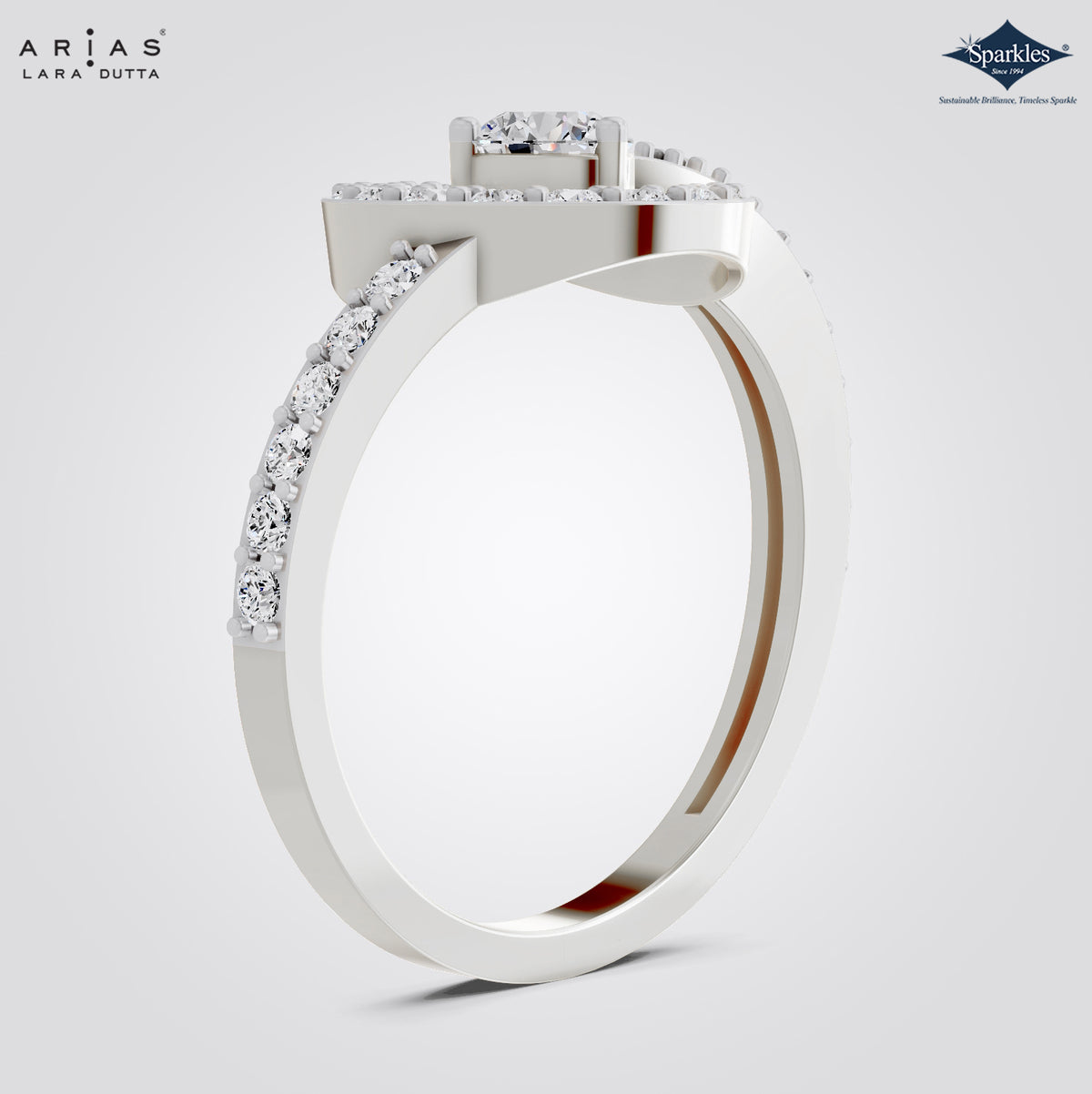 Arias by Lara Dutta Round Halo Solitaire Style Ring