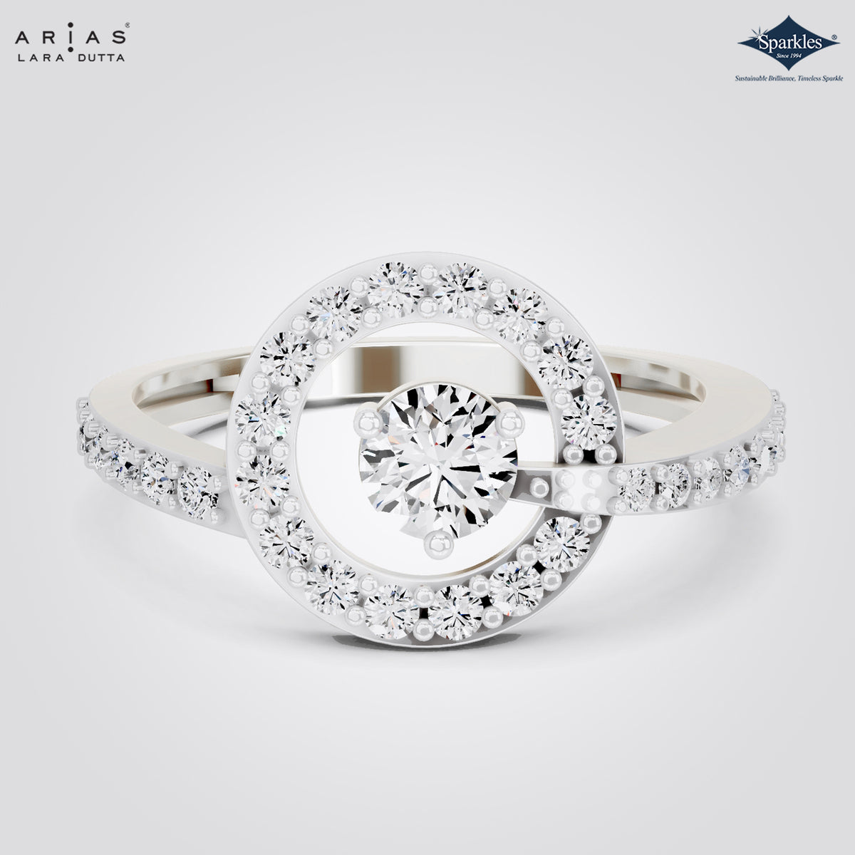 Arias by Lara Dutta Round Halo Solitaire Style Ring