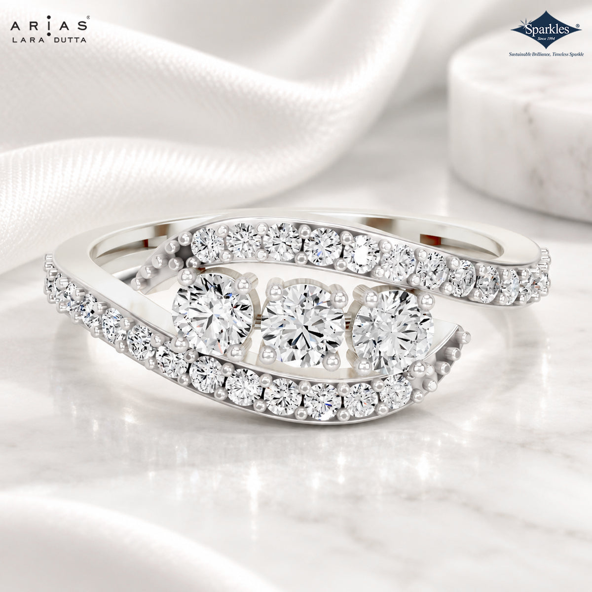 Arias by Lara Dutta Oval Halo Diamond Ring