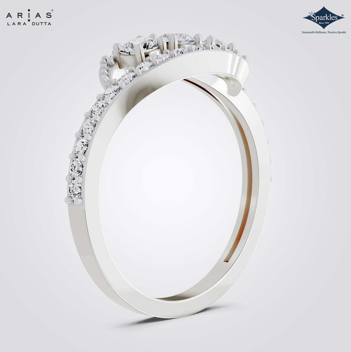 Arias by Lara Dutta Oval Halo Diamond Ring