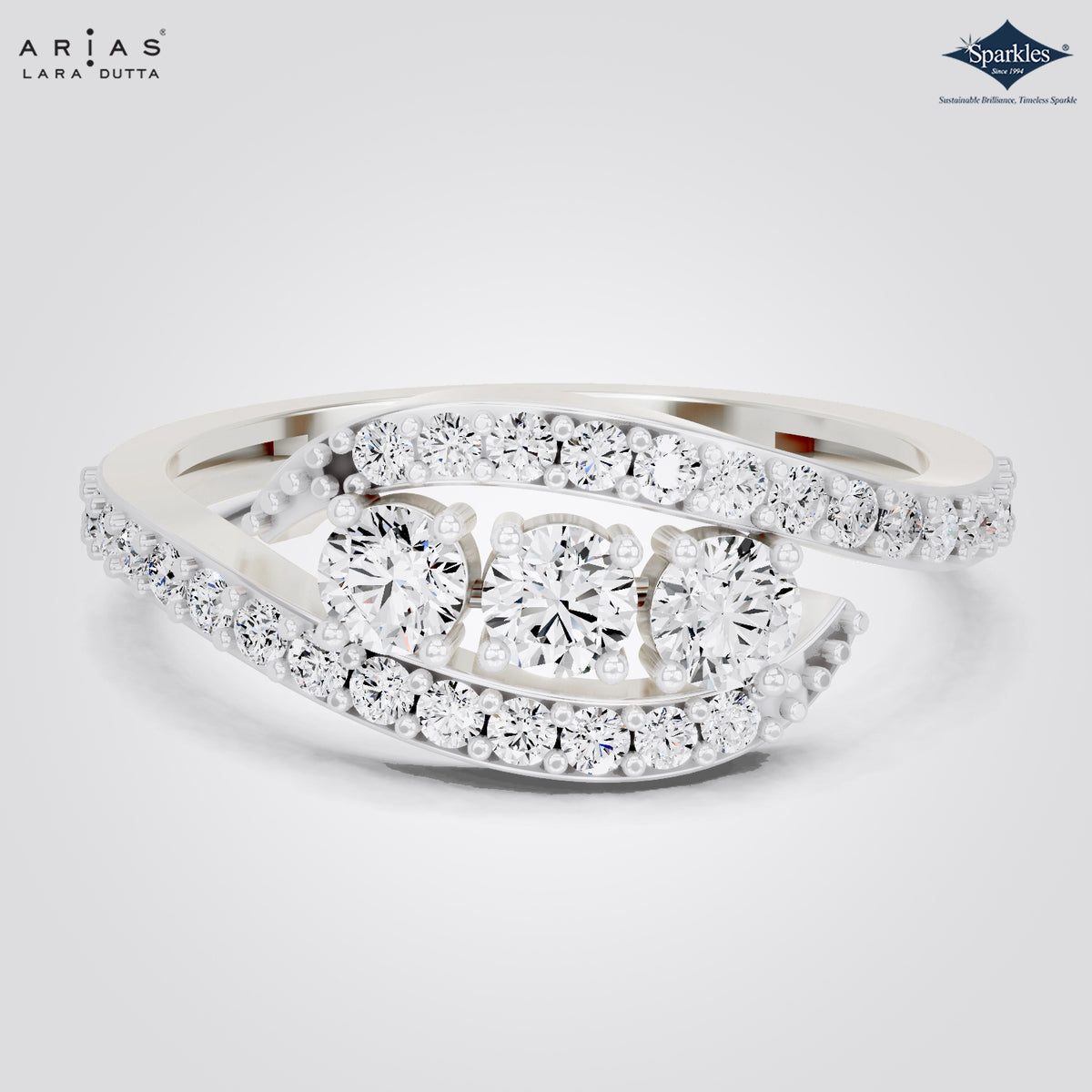 Arias by Lara Dutta Oval Halo Diamond Ring