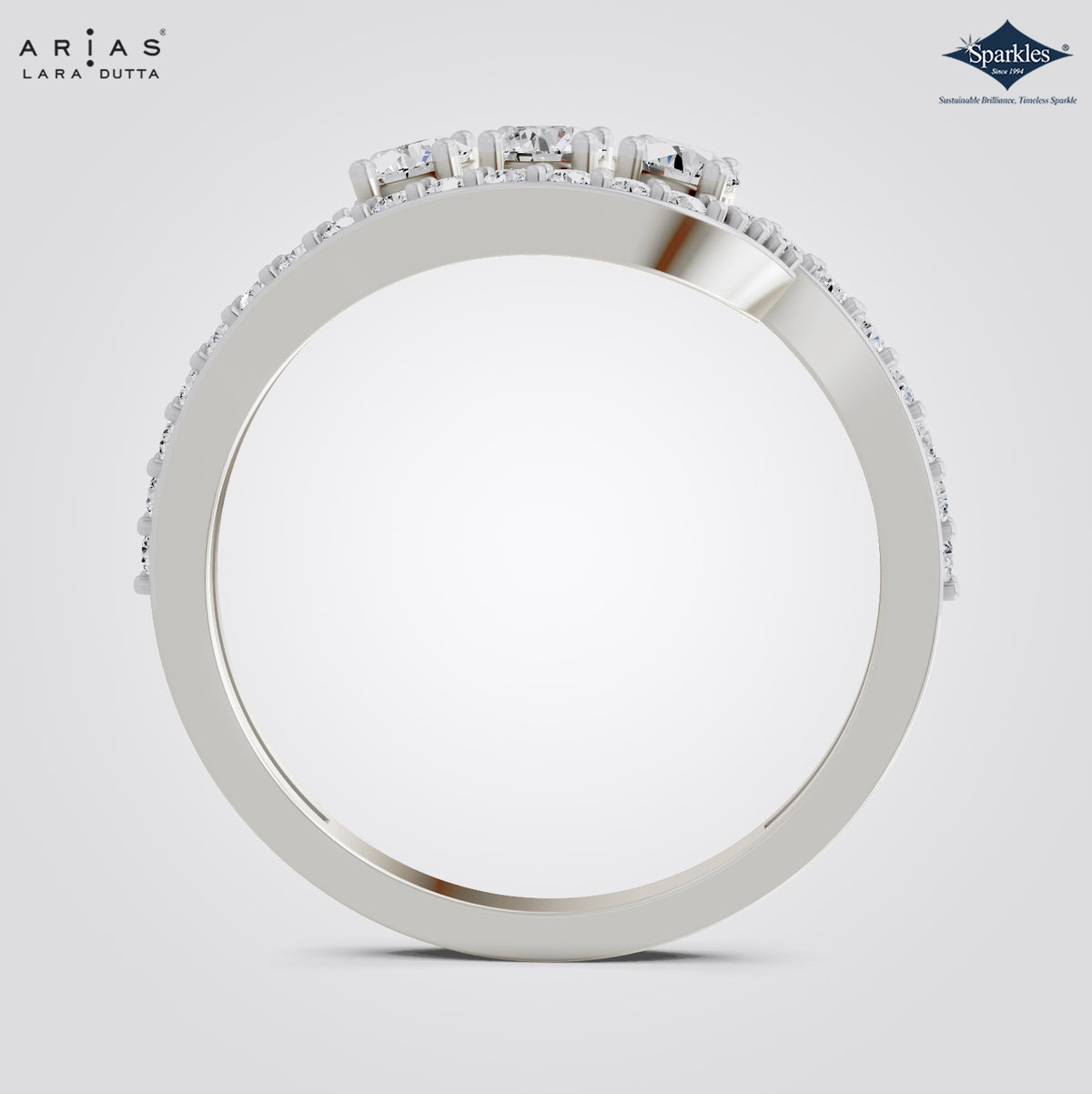 Arias by Lara Dutta Oval Halo Diamond Ring