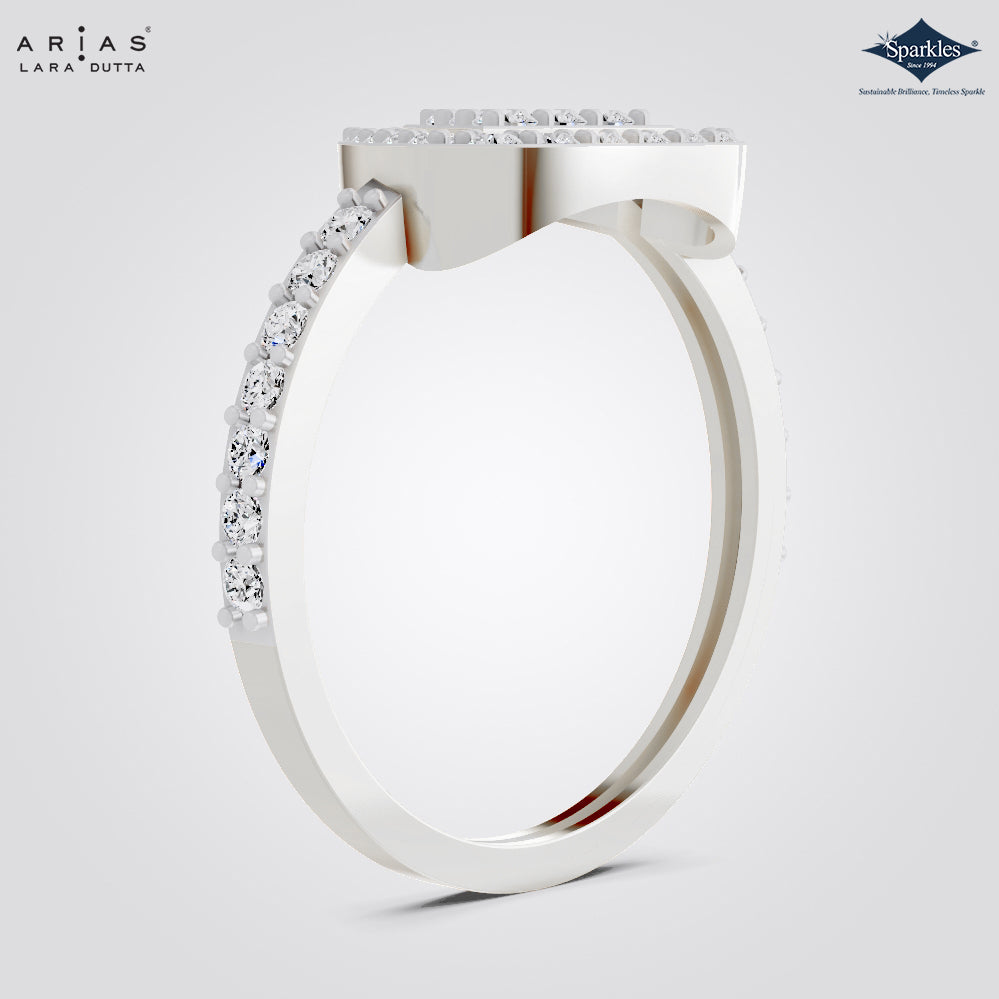 Arias by Lara Dutta Triangle Halo Diamond Ring