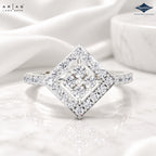 Arias by Lara Dutta Square Halo Diamond Ring