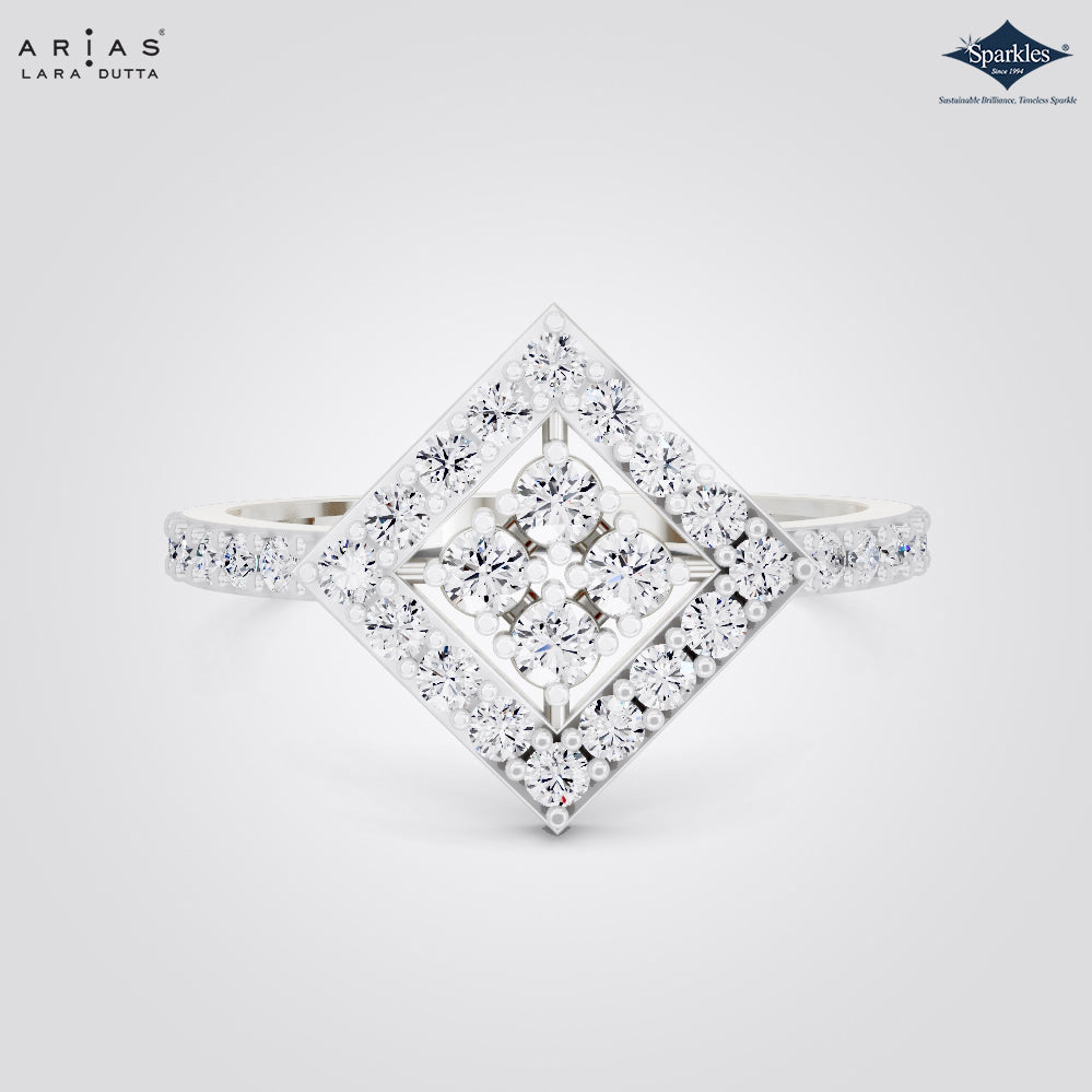 Arias by Lara Dutta Square Halo Diamond Ring