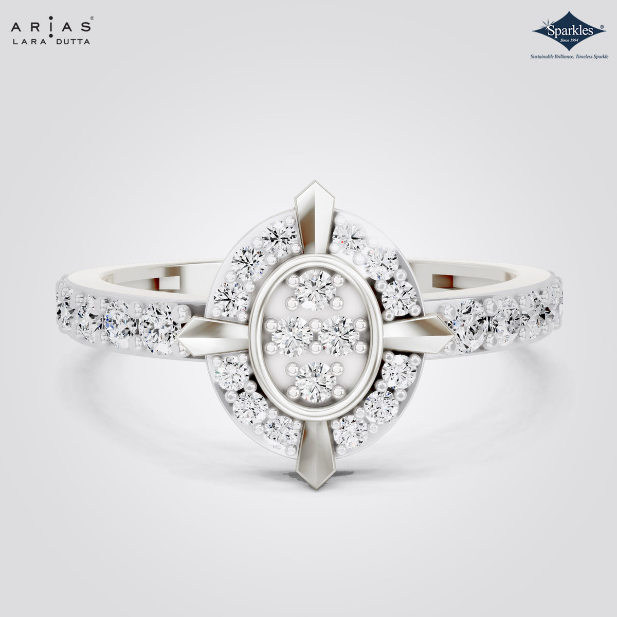 Arias by Lara Dutta Oval Floral Cluster Ring