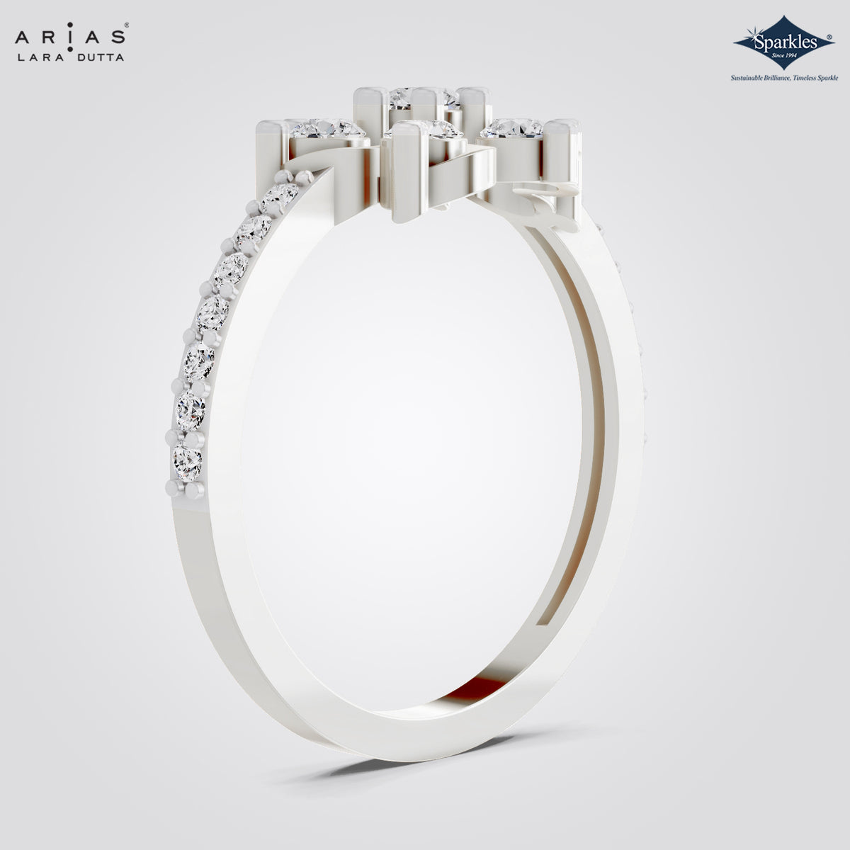 Arias by Lara Dutta Six Petal Floral Diamond Ring