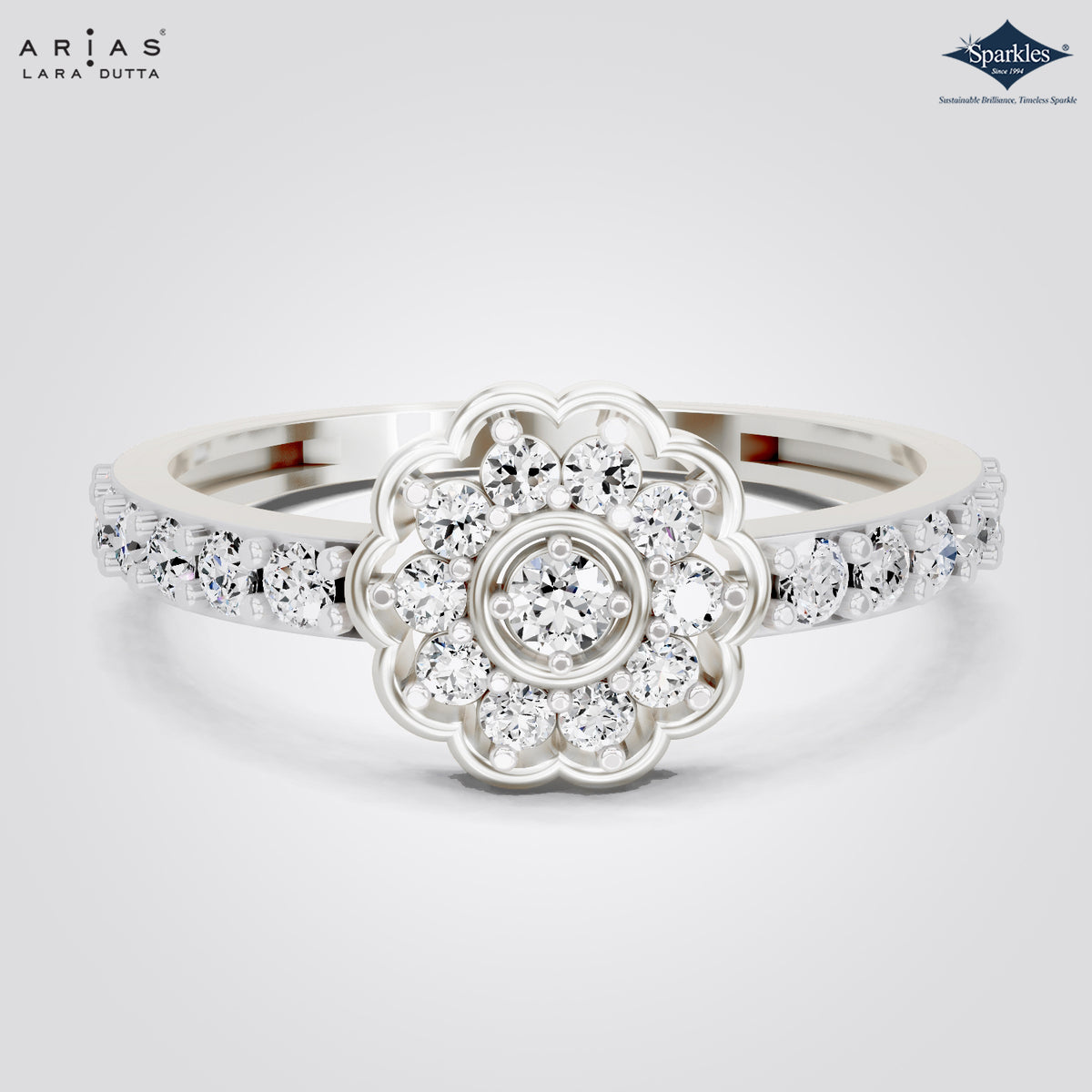 Arias by Lara Dutta Flower Medallion Diamond Ring