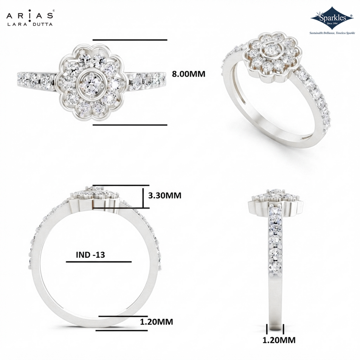 Arias by Lara Dutta Flower Medallion Diamond Ring