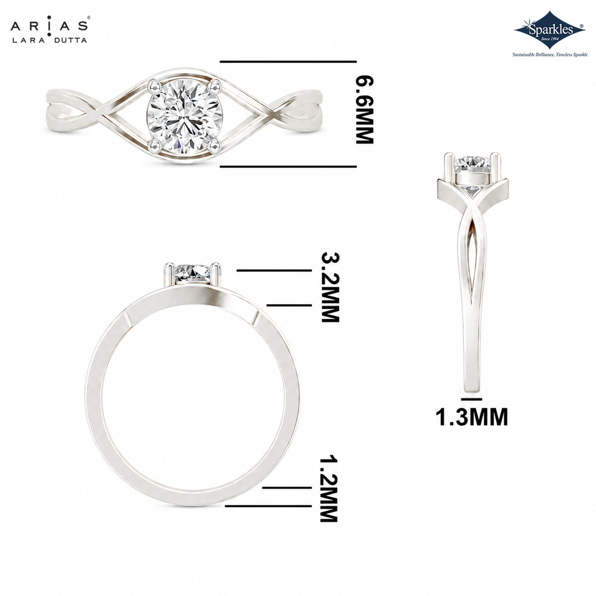 Arias by Lara Dutta Round Solitaire Diamond Ring